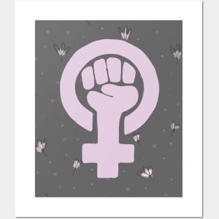 Pretty Pink Feminist Symbol Posters and Art